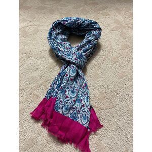 Pink and blue paisley scarf